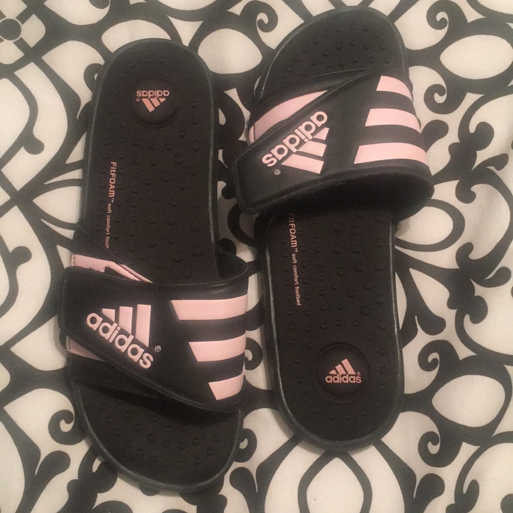 Adidas Pink & Black Slides